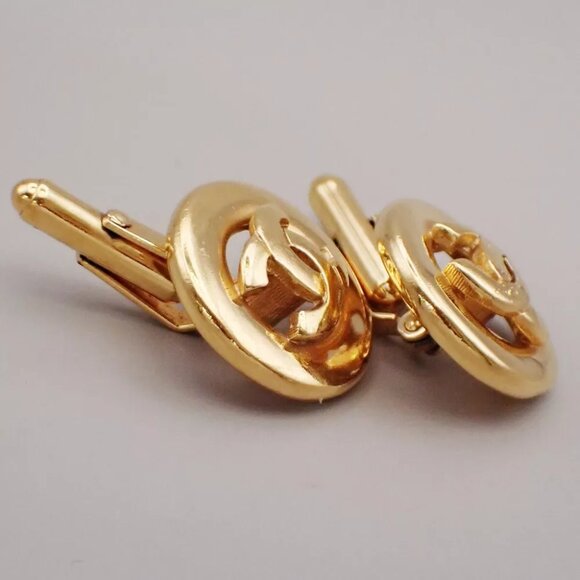 CHANEL CC Logo Round Cufflinks Gold-Plated GHW Accessory 62RL074 - Picture 10 of 11